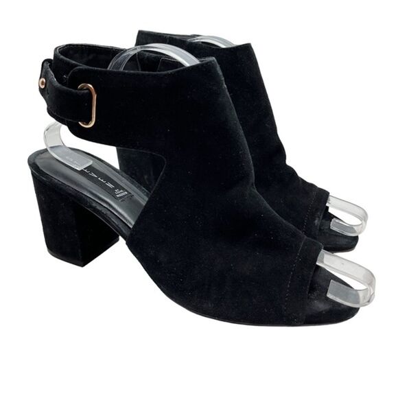 STEVEN by STEVE MADDEN Genuine Leather Black VENUZ Suede Chunky High Heels sz 10 - Picture 1 of 16